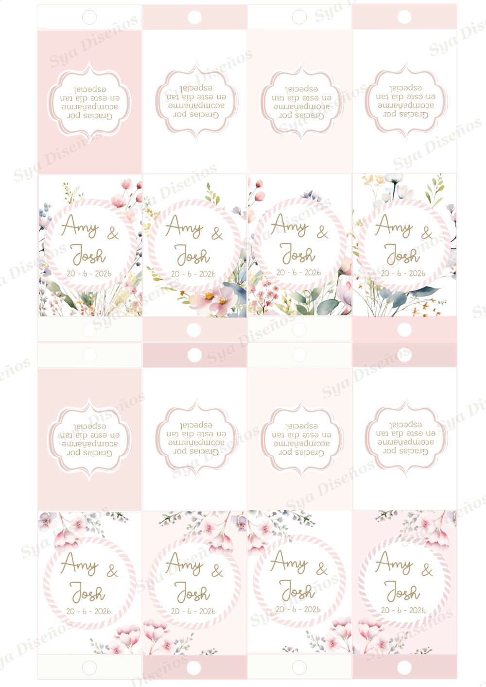 Tags de agradecimiento personalizados para detalles de boda
